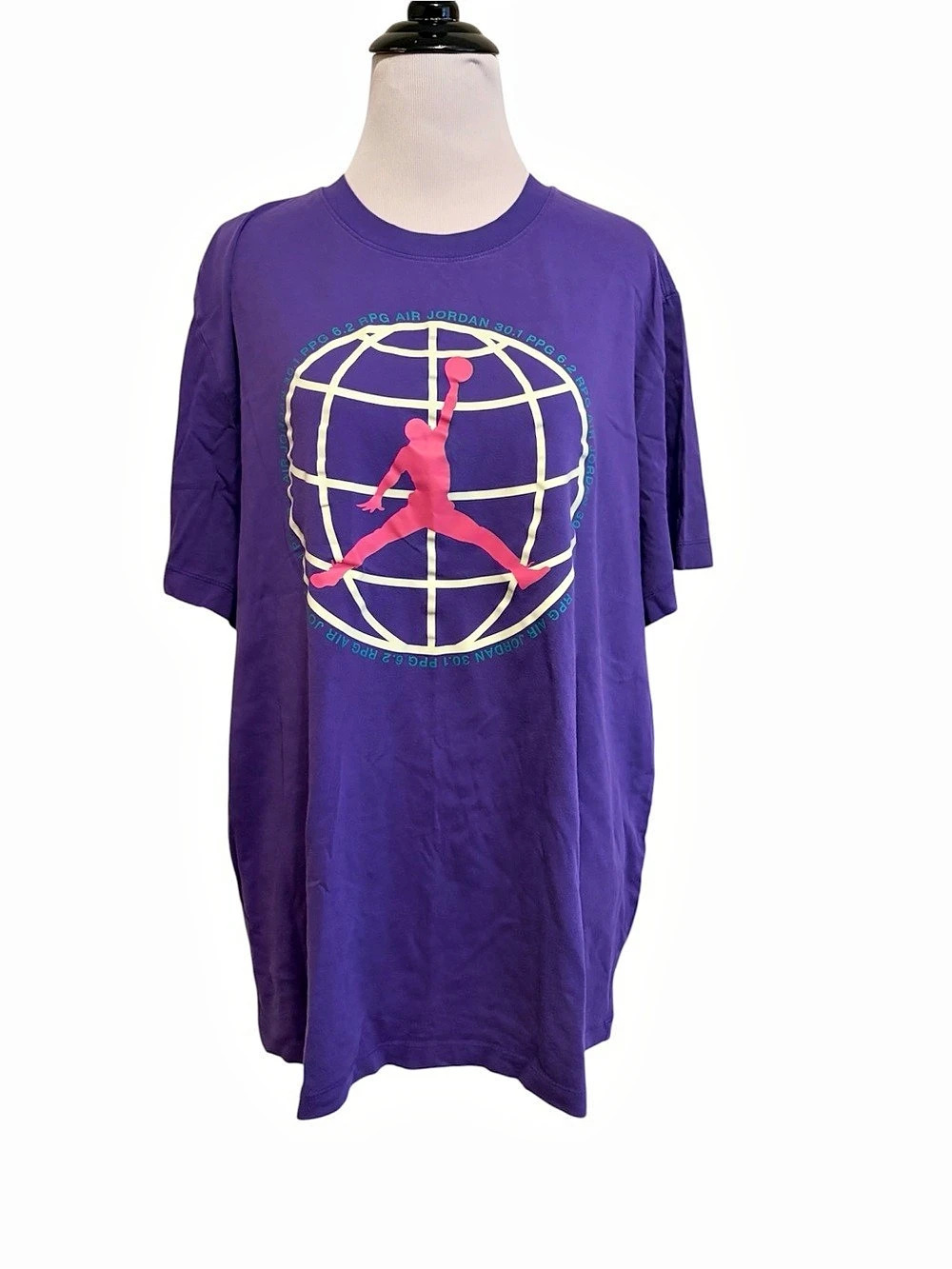 Air Jordan XL Purple Globe Jumpman Graphic Short Sleeve T-Shirt